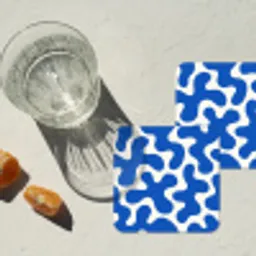 Vormen - Abstract - Blauw - Golven onderzetter kurk middel -sfeer4