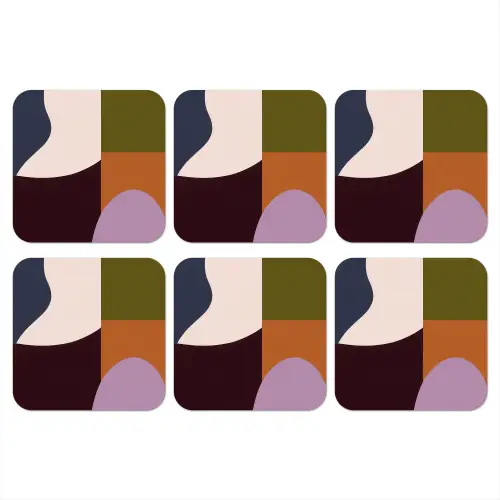 Vormen - Abstract - Kleuren - Vierkant onderzetter kurk middel -3d
