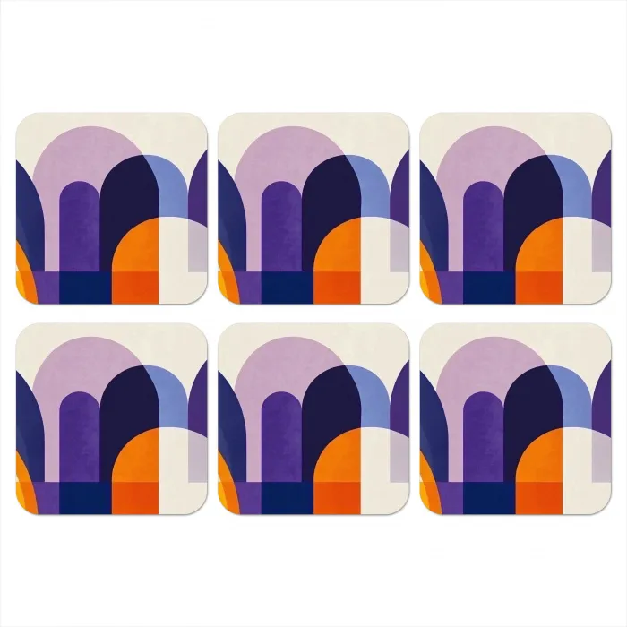 Vormen - Abstract - Grafisch - Oranje onderzetter kurk middel -3d