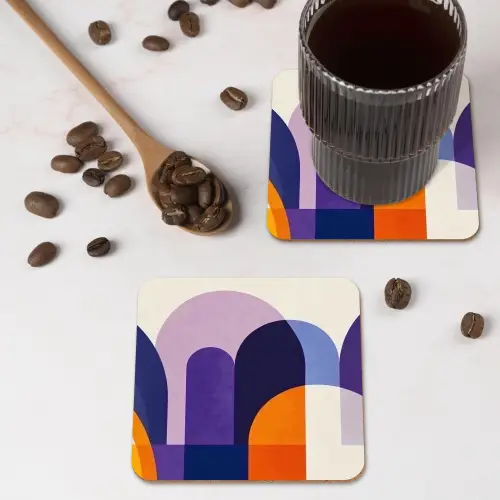 Vormen - Abstract - Grafisch - Oranje onderzetter kurk middel -sfeer2