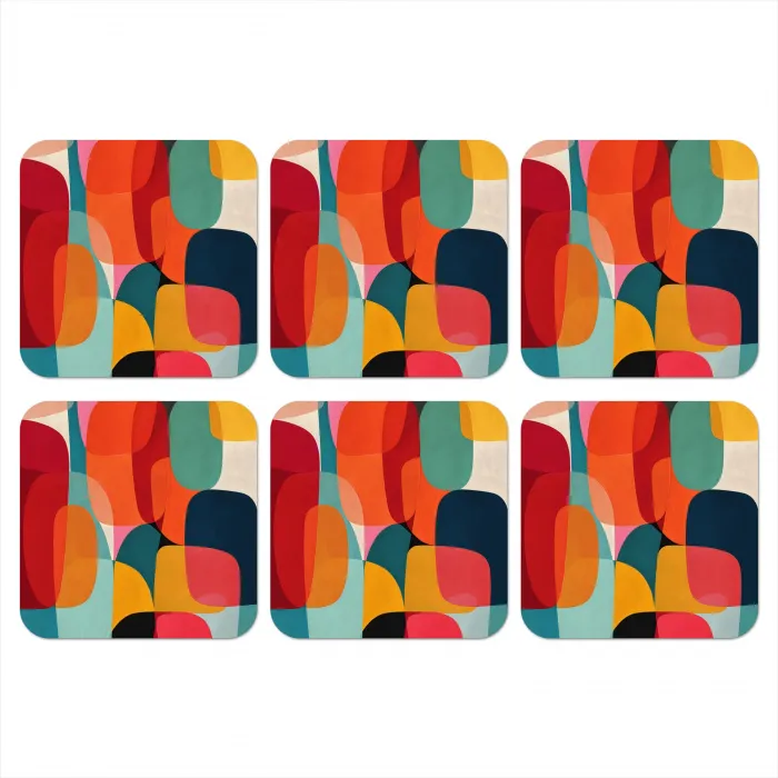 Vormen - Kleurrijk - Abstract - Vlakken onderzetter kurk middel -3d