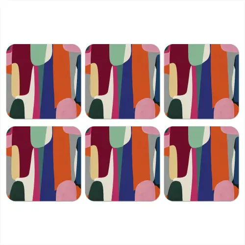 Vormen - Ritmisch - Kleuren - Abstract onderzetter kurk middel -3d