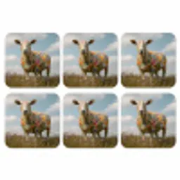 Schaap - Bloemen - Weide onderzetter kurk middel -3d