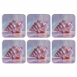 Schelp - Glanzend - Regenboogtinten onderzetter kurk middel -3d