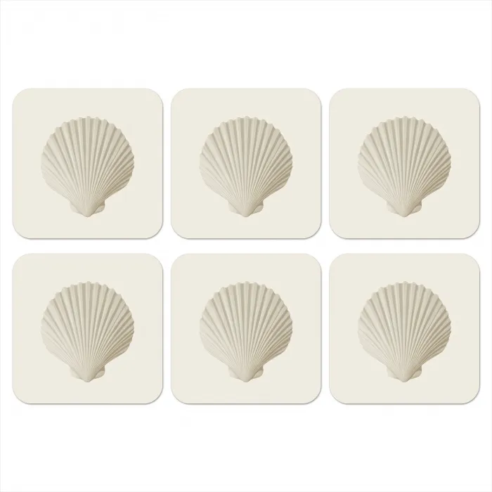 Schelp - Minimalistisch - Wit onderzetter kurk middel -3d