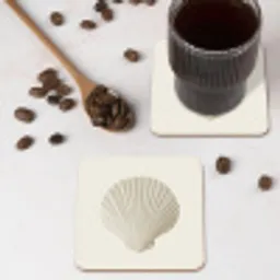Schelp - Minimalistisch - Wit onderzetter kurk middel -sfeer2