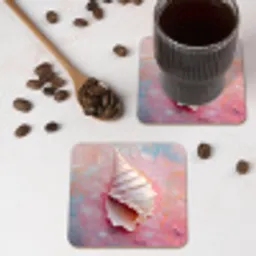Schelp - Pastel - Pink onderzetter kurk middel -sfeer2
