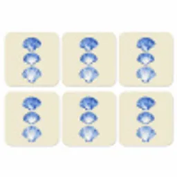 Schelpen - Blauw - Beige onderzetter kurk middel -3d