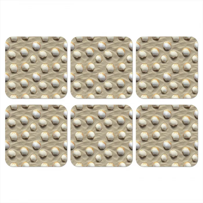 Schelpen - Zand - Maritiem onderzetter kurk middel 366 -3d