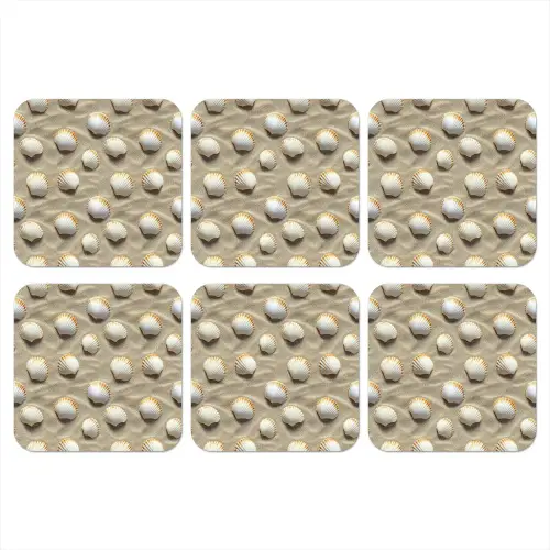 Schelpen - Zand - Maritiem onderzetter kurk middel 366 -3d