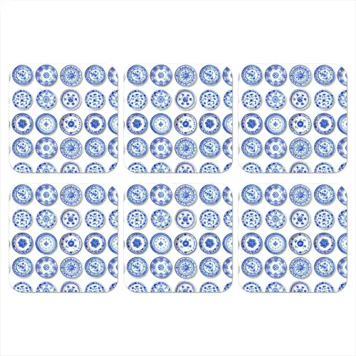 Borden - Bloemen - Patroon - Blauw onderzetter kurk middel 366 -3d