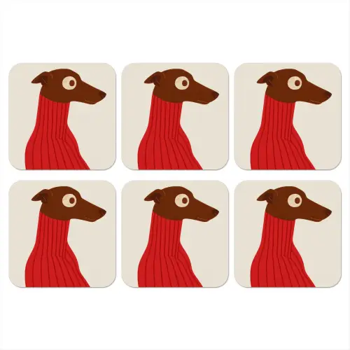 Silhouet - Hond - Trui - Rood onderzetter kurk middel -3d