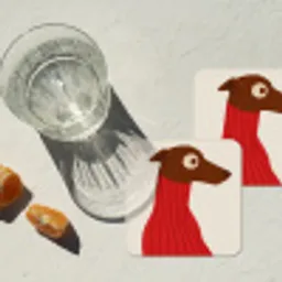 Silhouet - Hond - Trui - Rood onderzetter kurk middel -sfeer4