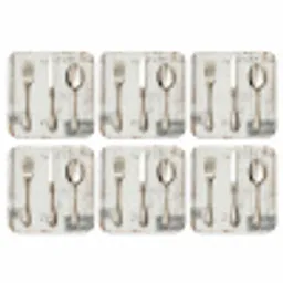 Zilver - Bestek - Hout onderzetter kurk middel -3d