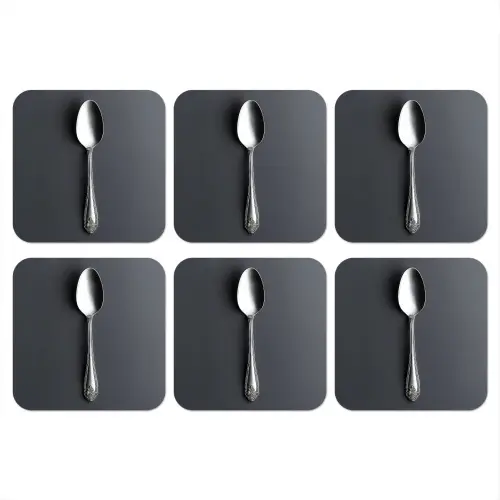 Zilver - Metaal - Lepel onderzetter kurk middel -3d