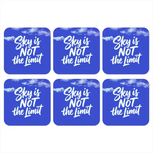 Sky is not the limit - Blauwe lucht - Wolken onderzetter kurk middel -3d