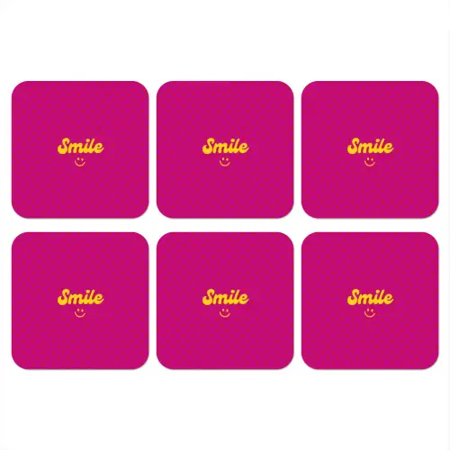 Smile - Stippen - Roze onderzetter kurk middel -3d