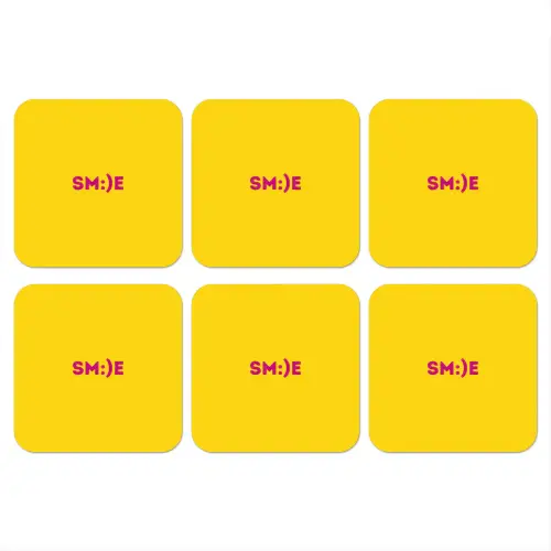 Smile - Roze - Geel onderzetter kurk middel -3d