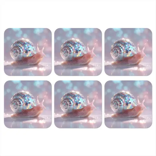 Slak - Disco - Mozaïek - Blauw onderzetter kurk middel -3d