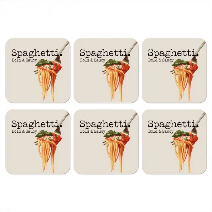 Spaghetti - tomatensaus - Parmezaanse kaas onderzetter kurk middel -3d