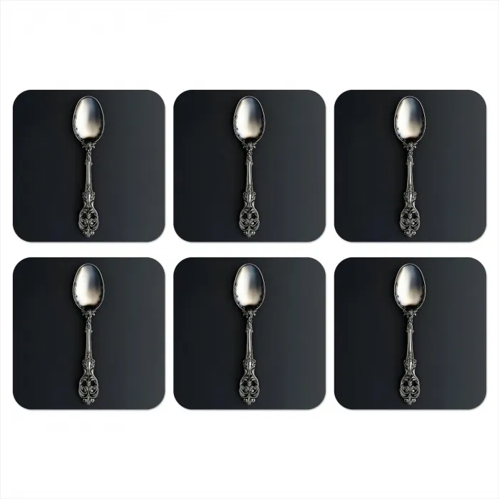Lepel - Zilver - Metaal onderzetter kurk middel -3d