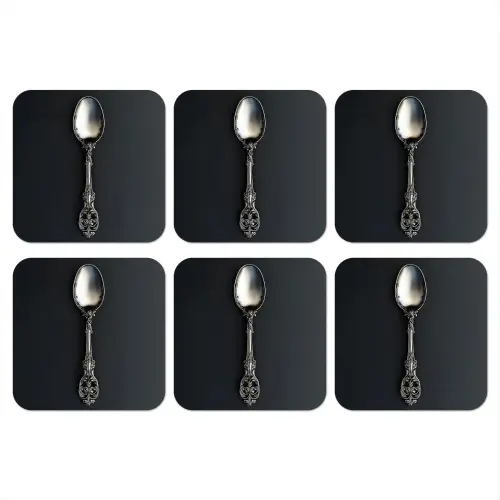 Lepel - Zilver - Metaal onderzetter kurk middel -3d