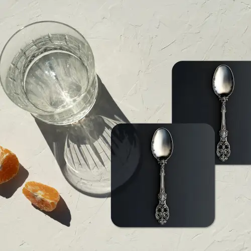 Lepel - Zilver - Metaal onderzetter kurk middel -sfeer4