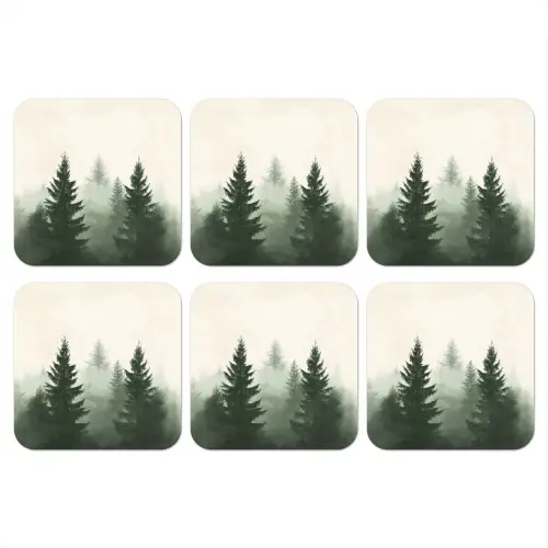 Sparren - Bomen - Groen - Beige onderzetter kurk middel -3d
