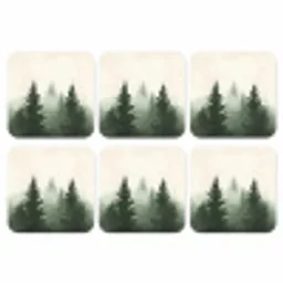 Sparren - Bomen - Groen - Beige onderzetter kurk middel -3d