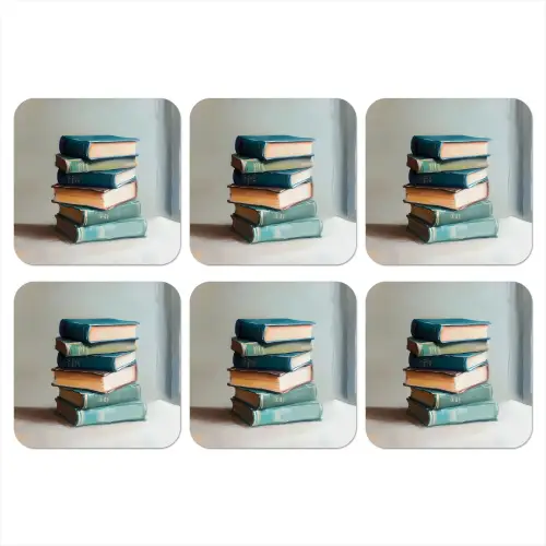 Stapel - Boeken - Groen - Daglicht onderzetter kurk middel -3d