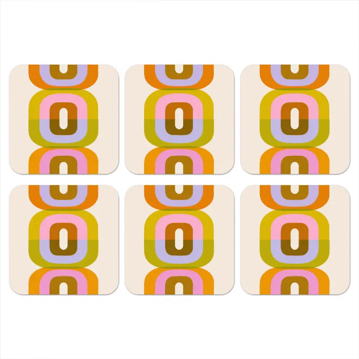 Stapel - Vormen - Geblokt - Oranje onderzetter kurk middel -3d