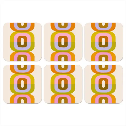Stapel - Vormen - Geblokt - Oranje onderzetter kurk middel -3d