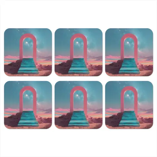 Trap - Boog - Sterrenhemel onderzetter kurk middel -3d