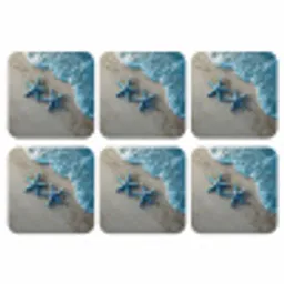 Zeesterren - Zand - Zee - Blauw onderzetter kurk middel -3d