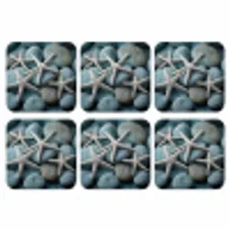 Zeesterren - Stenen - Wit onderzetter kurk middel -3d