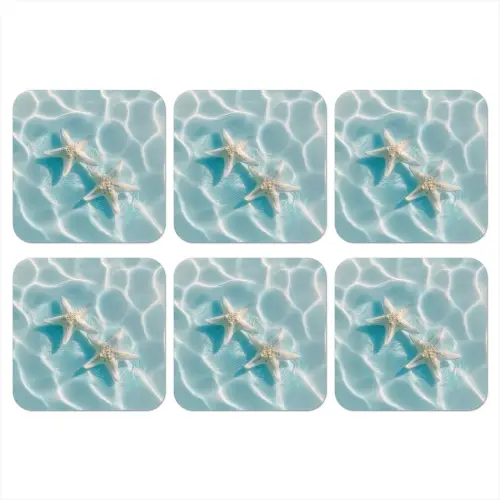 Zeesterren - Golvend water - Rustgevend onderzetter kurk middel -3d