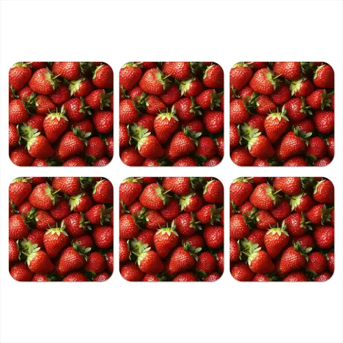 Aardbei - Fruit - Rood onderzetter kurk middel -3d