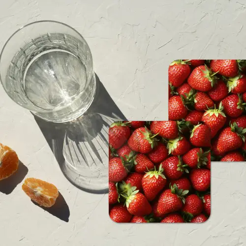 Aardbei - Fruit - Rood onderzetter kurk middel -sfeer4