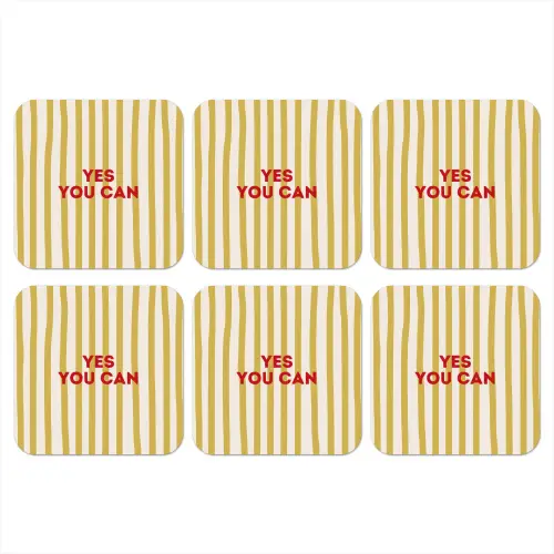 Strepen - Abstract - Yes you can - Rood onderzetter kurk middel -3d