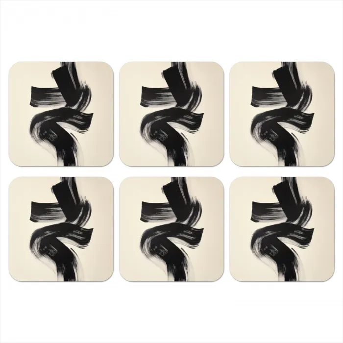 Strepen - Zwart - Abstract onderzetter kurk middel -3d