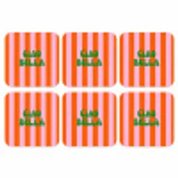 Strepen - Oranje - Verticaal - Ciao bella onderzetter kurk middel -3d