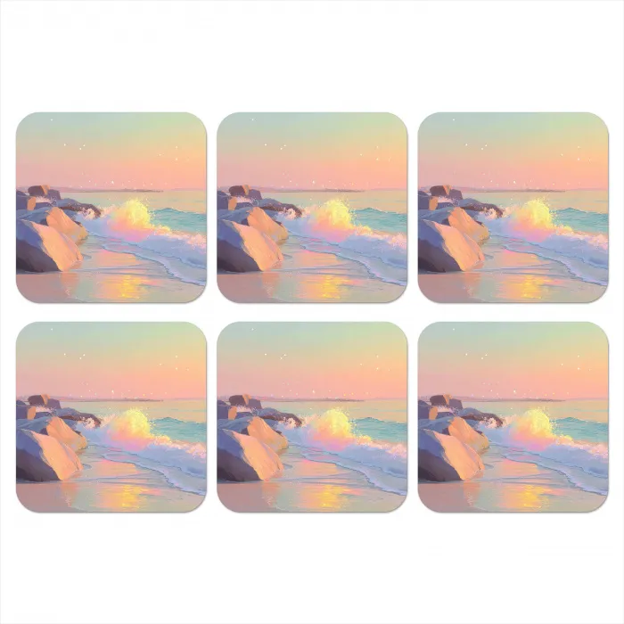 Zomerlicht - Strand - Fonkelende accenten onderzetter kurk middel -3d