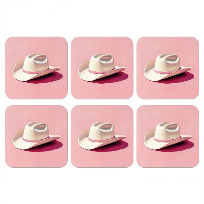 Zomers - Hoed - Roze onderzetter kurk middel -3d
