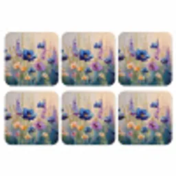 Zomers - Wilde bloemen - Penseelstreken onderzetter kurk middel -3d