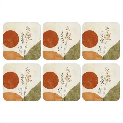 Zon - Abstract - Takken - Oranje onderzetter kurk middel -3d