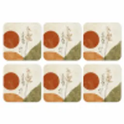 Zon - Abstract - Takken - Oranje onderzetter kurk middel -3d