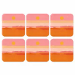 Zon - Abstract - Landschap - Oranje onderzetter kurk middel -3d