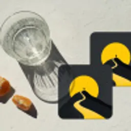 Zon - Heuvel - Pad - Geel onderzetter kurk middel -sfeer4