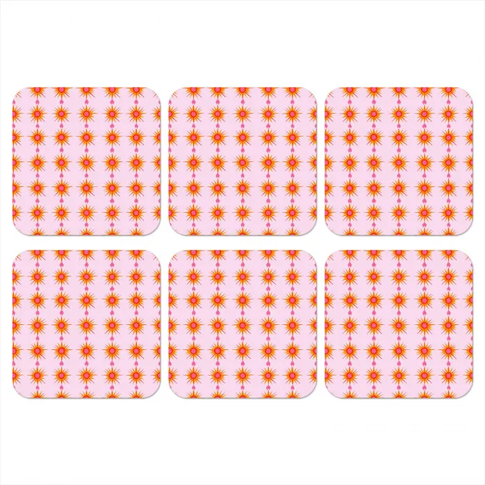 Zon - Motief - Roze onderzetter kurk middel 366 -3d