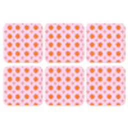 Zon - Patroon - Roze onderzetter kurk middel 366 -3d